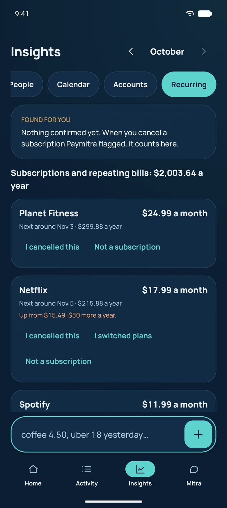 Recurring charges with a streaming price rise and yearly costs
